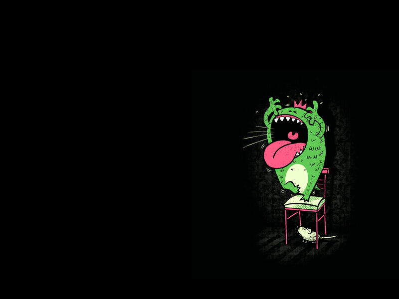 green monster screaming on chair