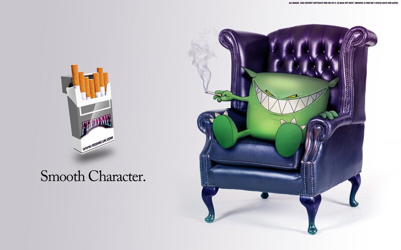 Green monster smoking in armchair