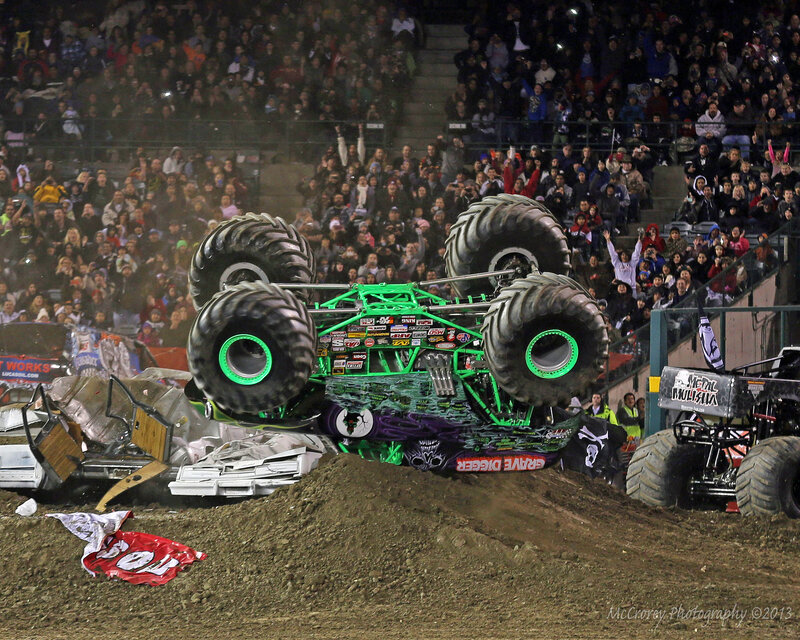 Green Monster Truck — Dramatic, Night