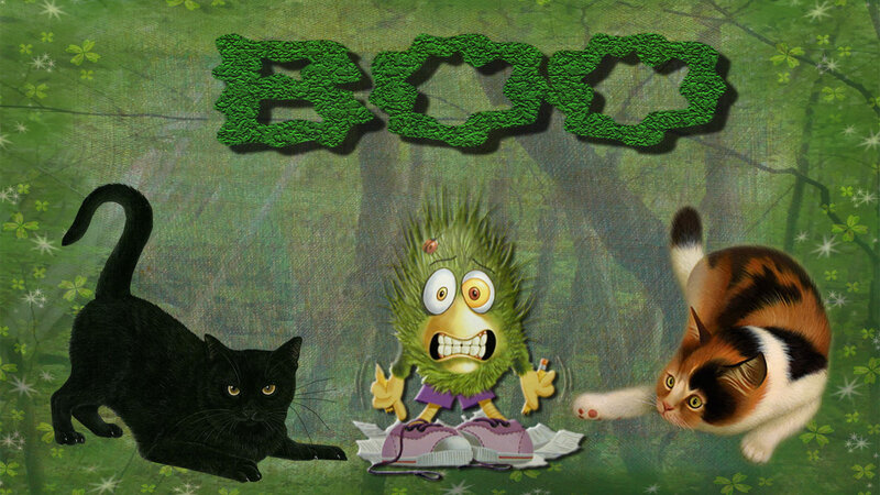 Green Monster with Cats