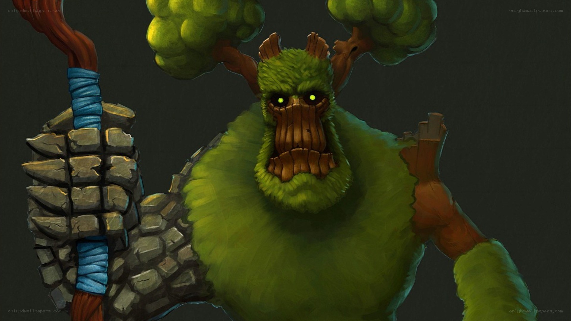green monster with glowing eyes
