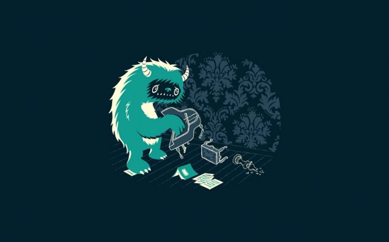 Green Monster with Horns — Teal