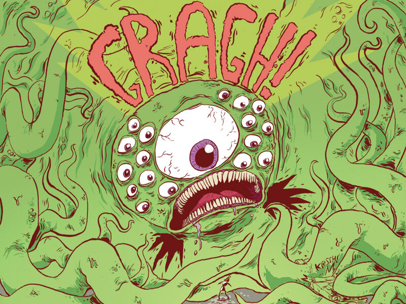 green monster with many eyes