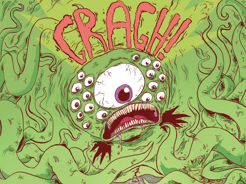 green monster with many eyes