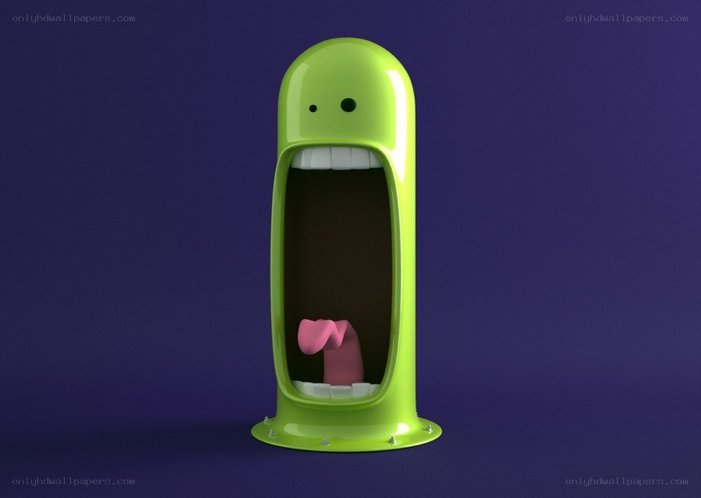green monster with open mouth
