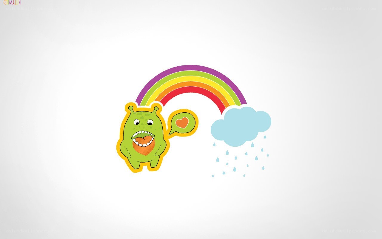green monster with rainbow