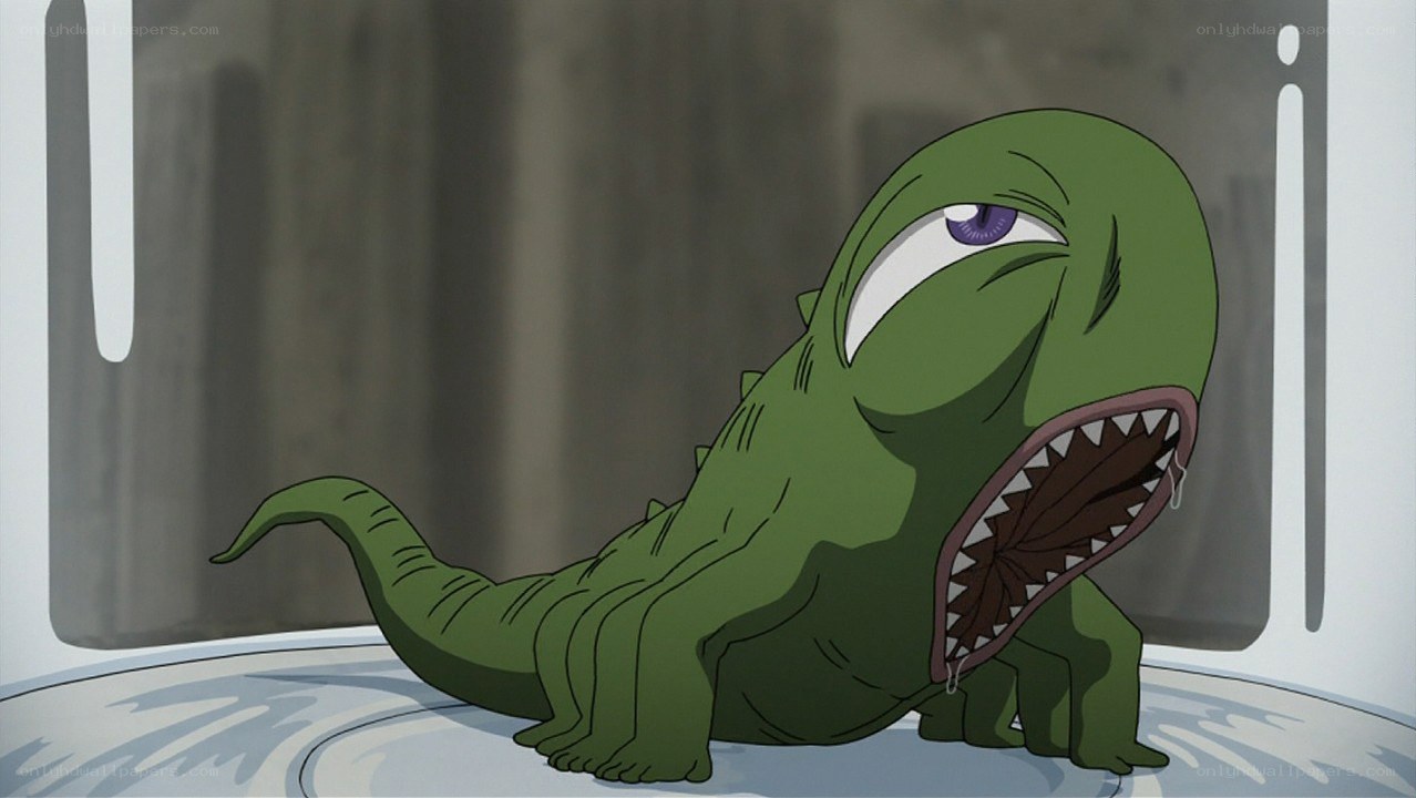 green monster with sharp teeth