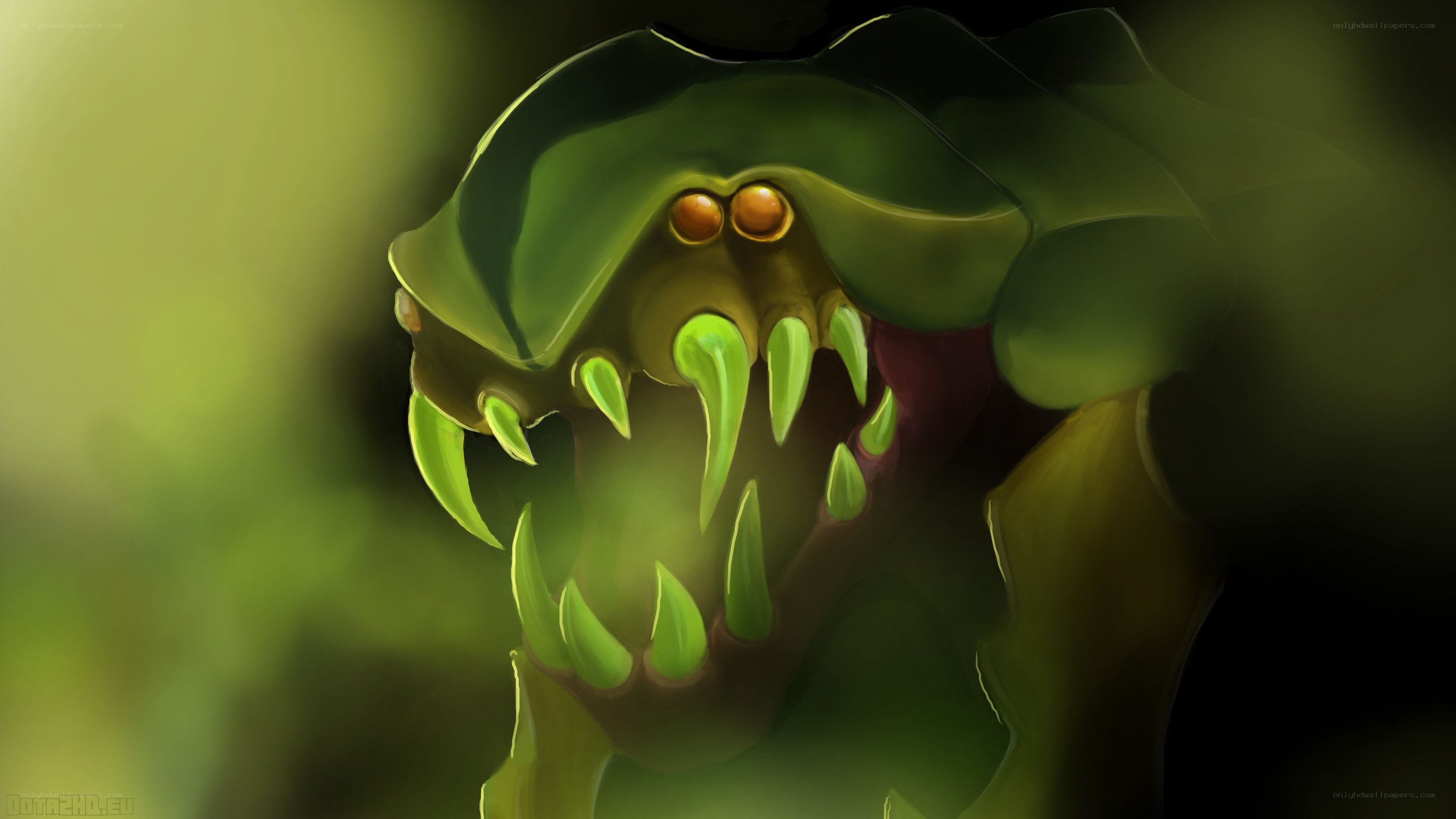 green monster with sharp teeth