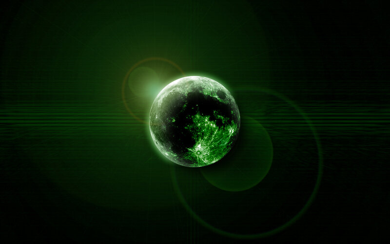 green moon in space