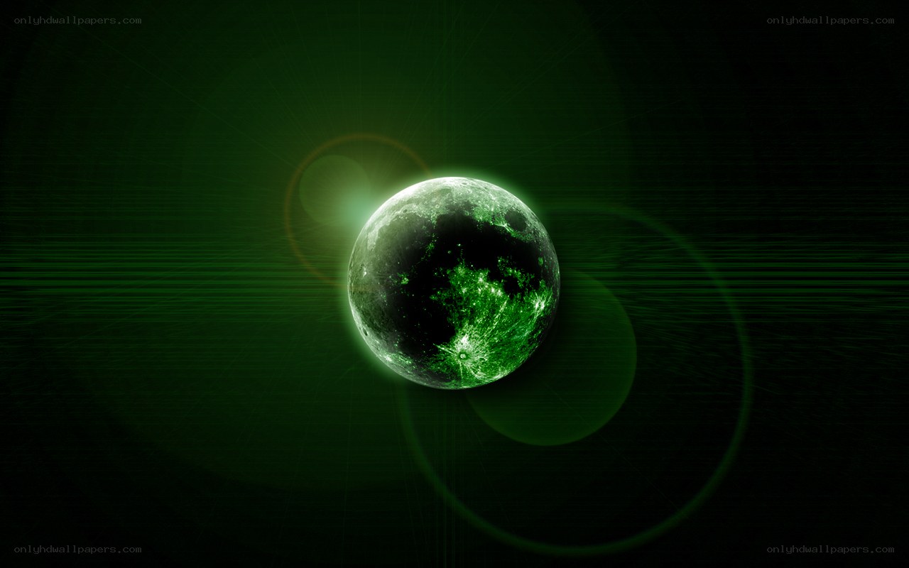 green moon in space