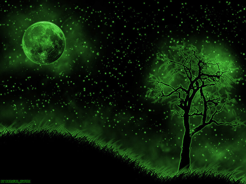 green moon night scene