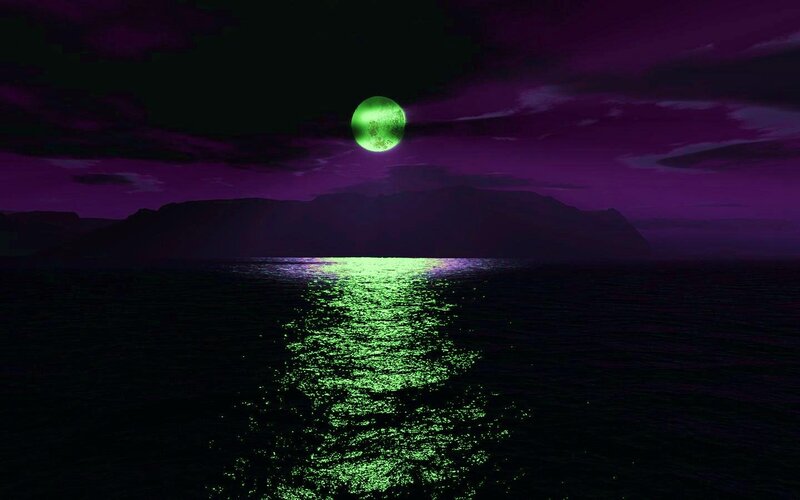 Green Moon over Water — Purple