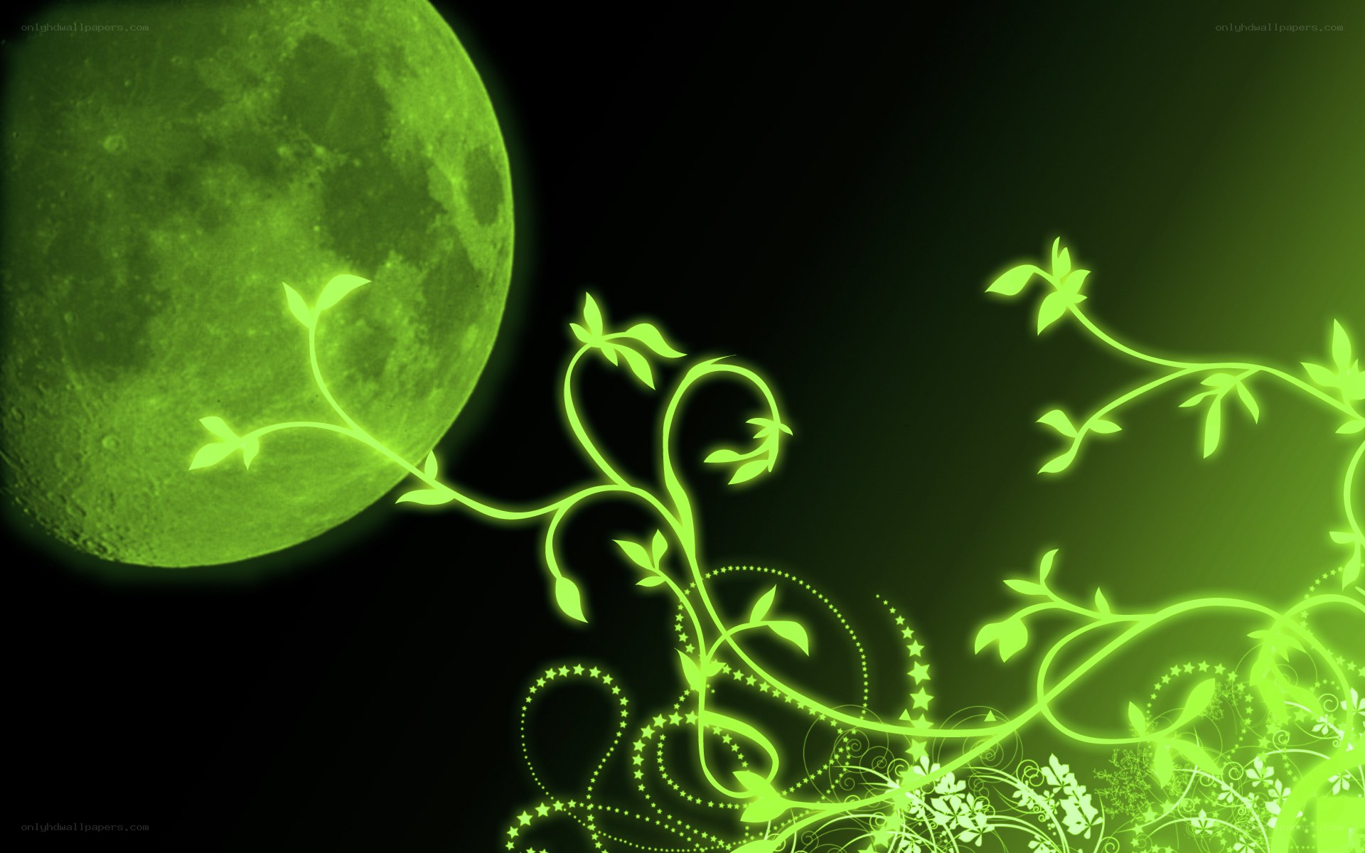 green moon with vines