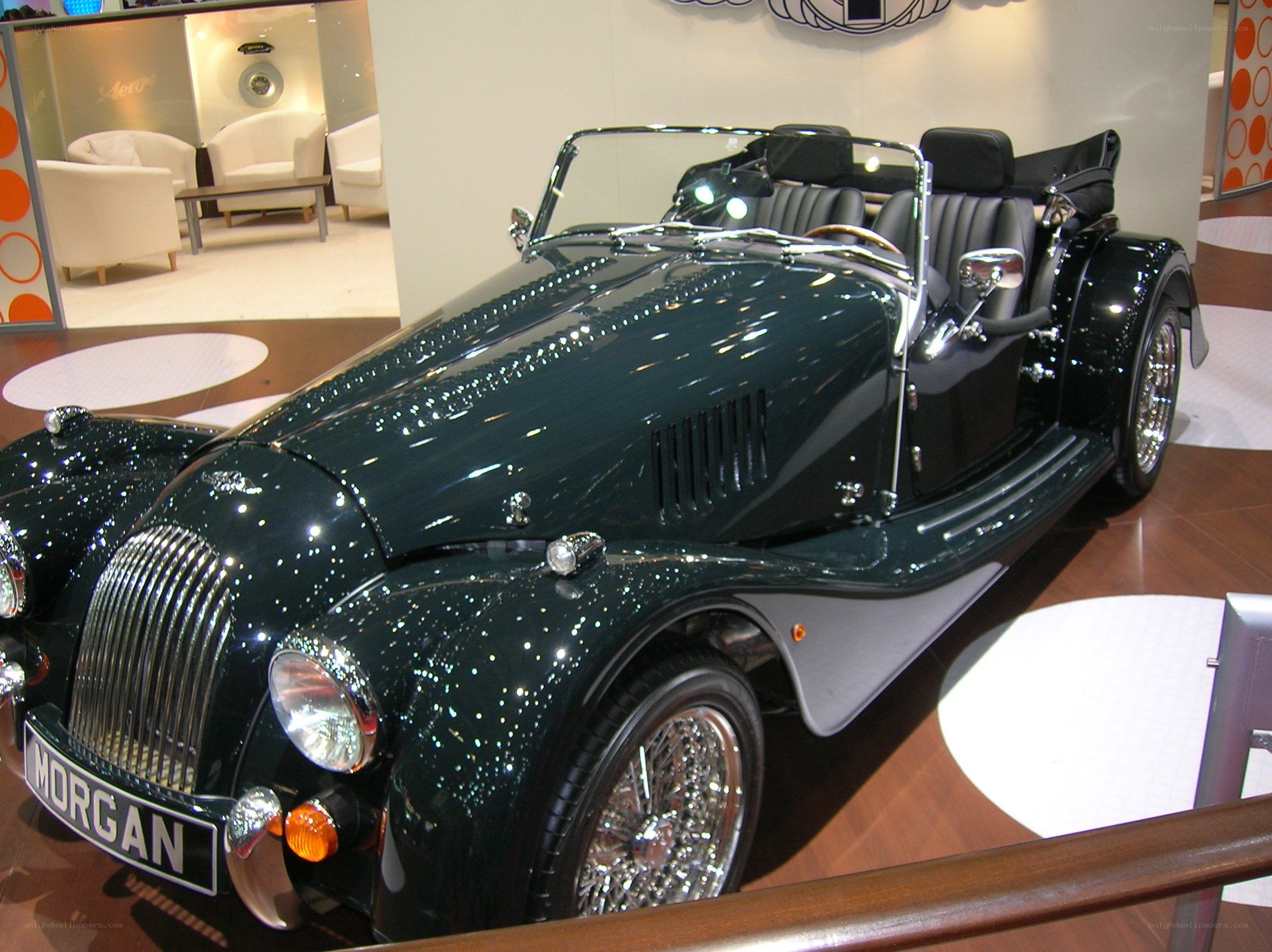 Green Morgan Roadster on Display