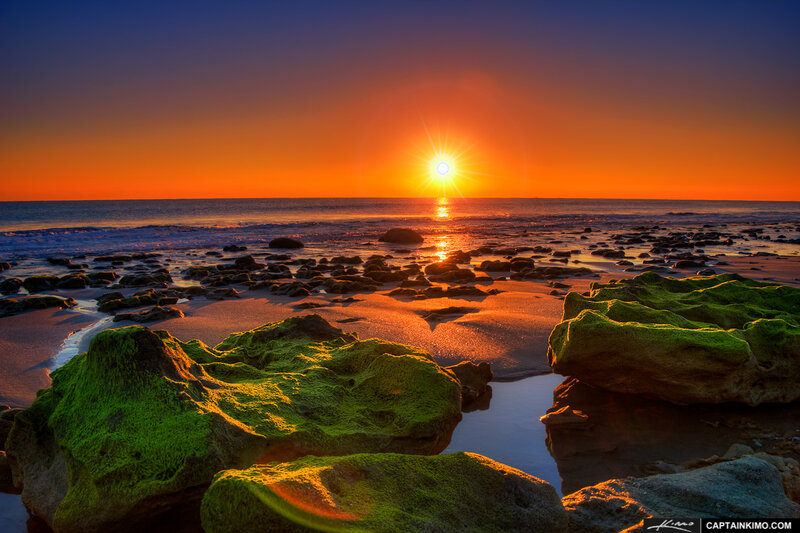 Green Moss-covered Rocks — Orange, Dramatic