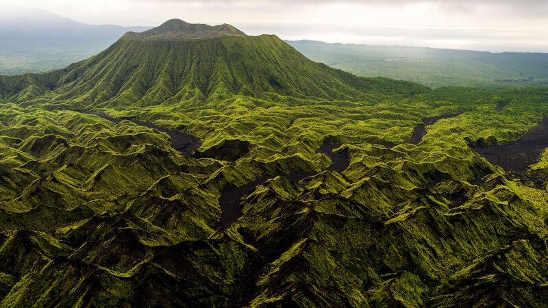 Green Moss-covered Volcano — Serene
