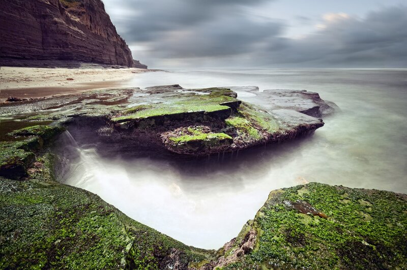 Green Mossy Rocks — Dramatic, Photograph