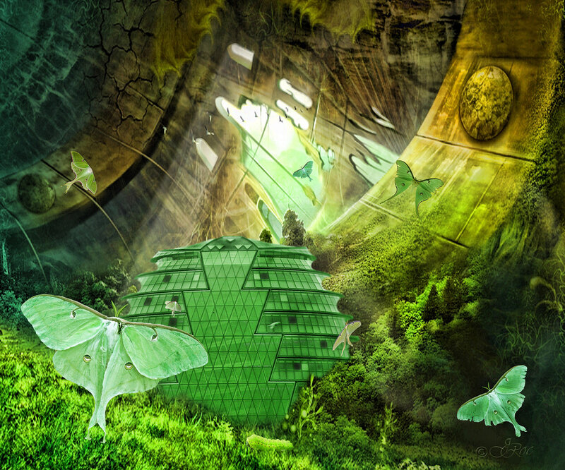 Green Moths in Forest