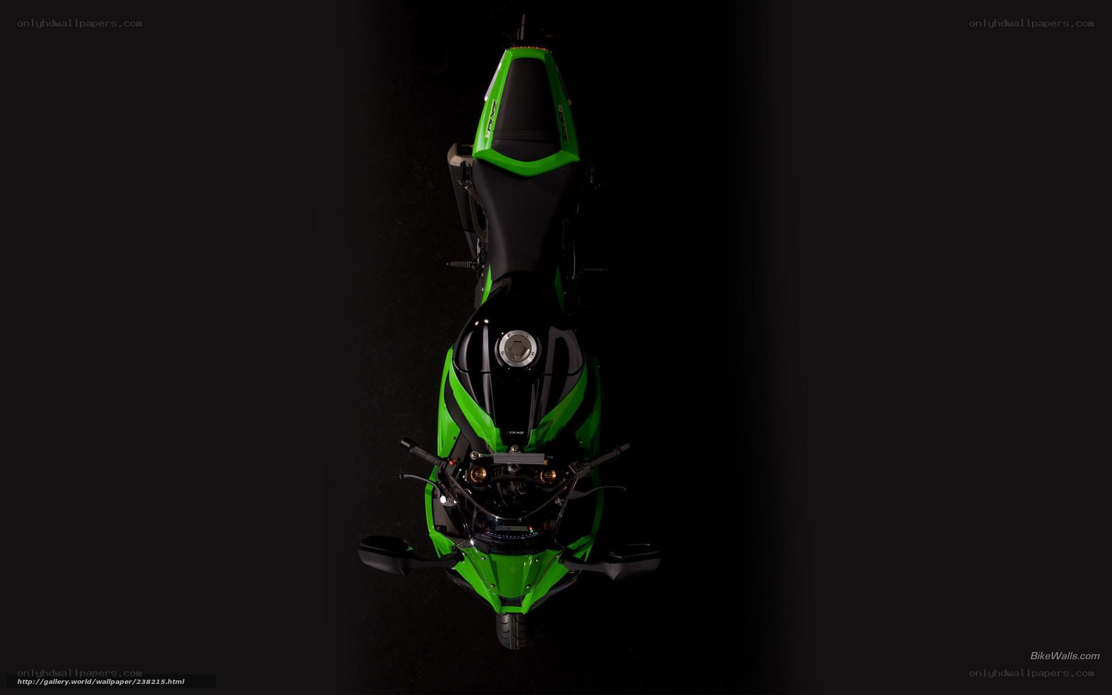 green motorcycle from above