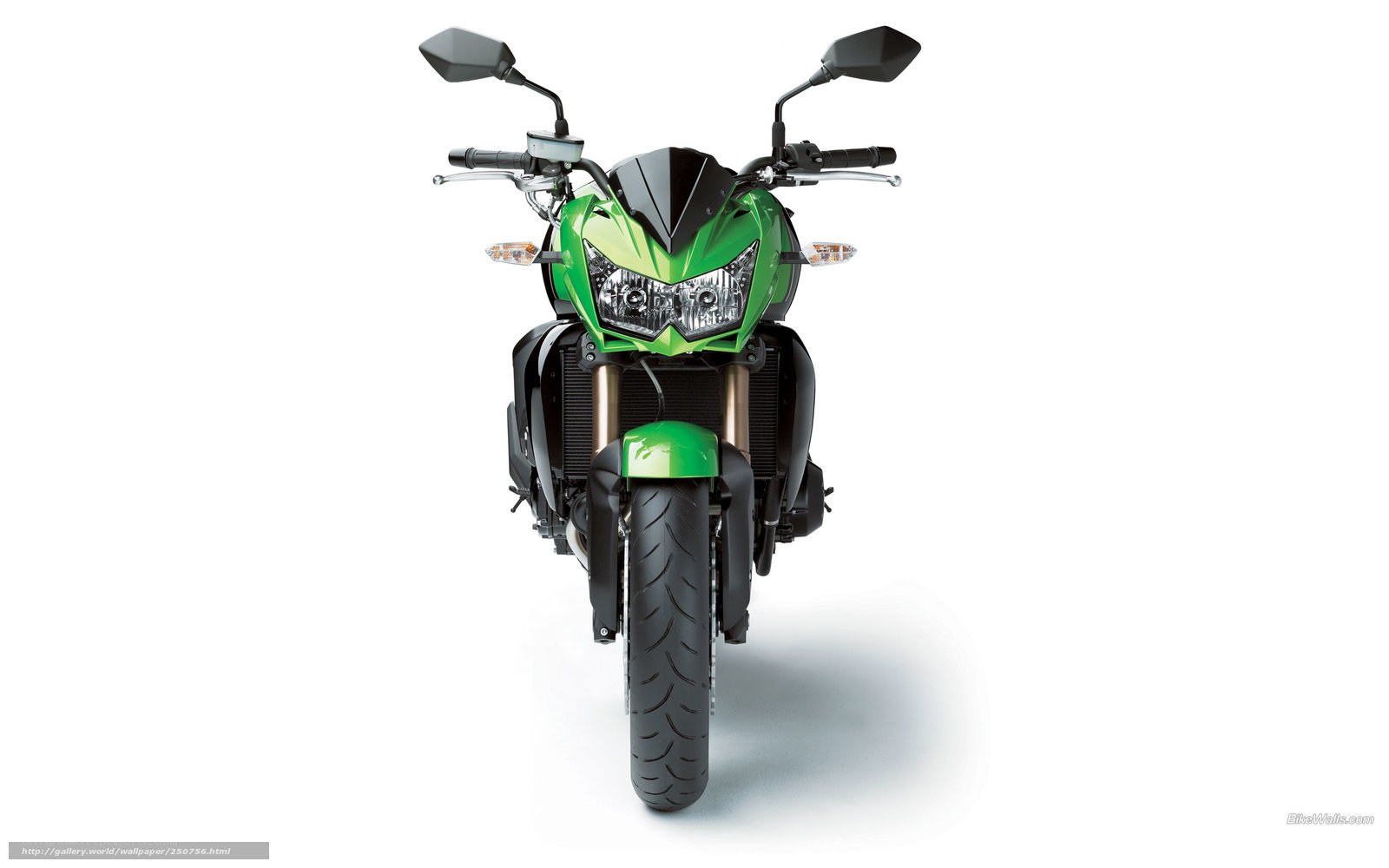 green motorcycle front view
