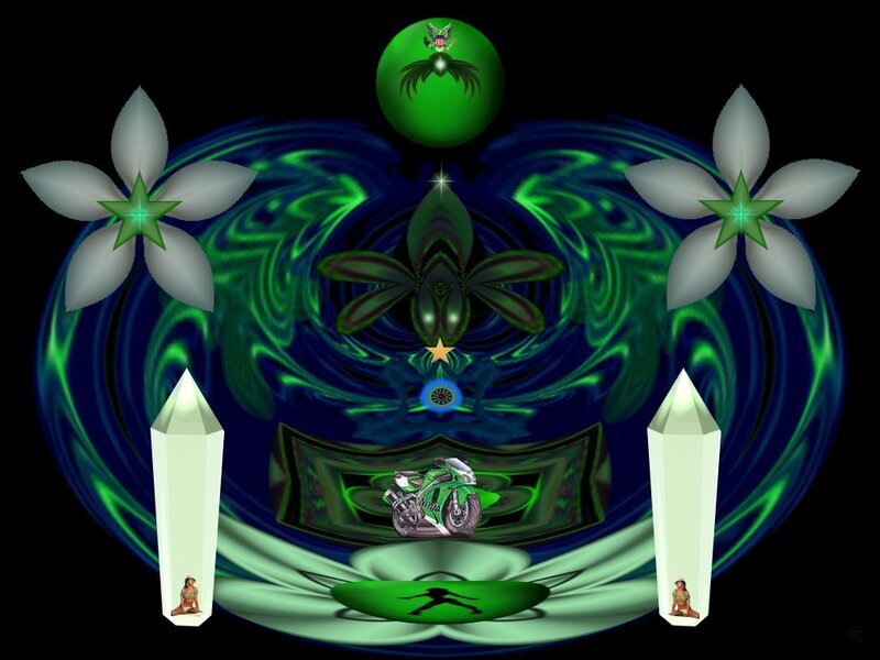 Green Motorcycle in Mandala