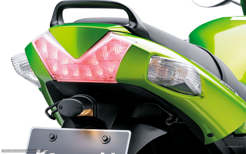 green motorcycle rear view