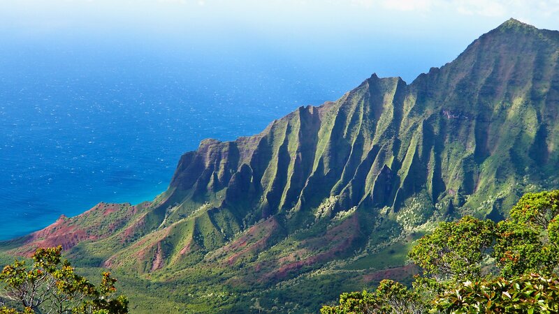 Green Mountain Cliffs — Blue, Serene, Afternoon, Photograph, Ocean