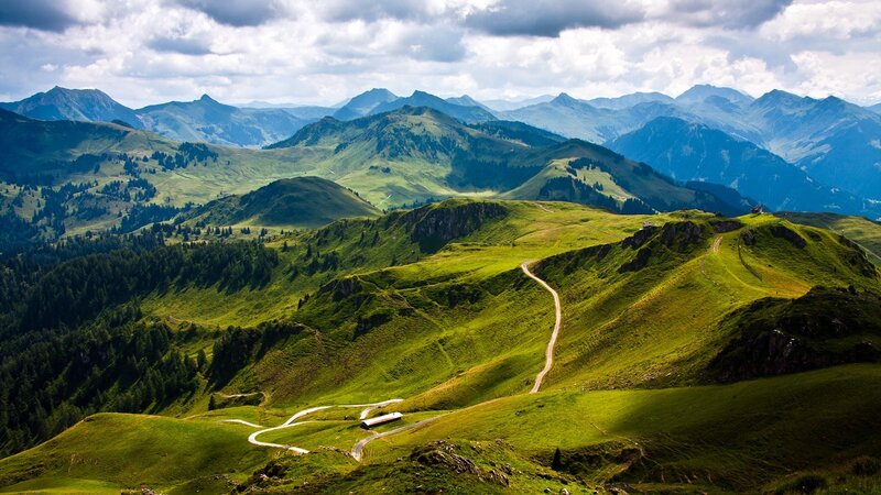 Green Mountain Landscape — Serene, Afternoon, Photograph, Mountains, Road