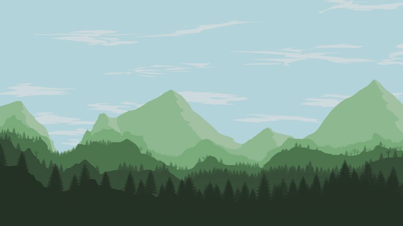 Green Mountain Landscape — Serene, Morning, Illustration