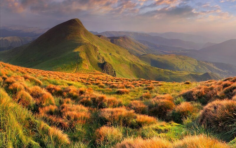 Green Mountain Landscape — Serene, Sunset, Photograph, Mountains