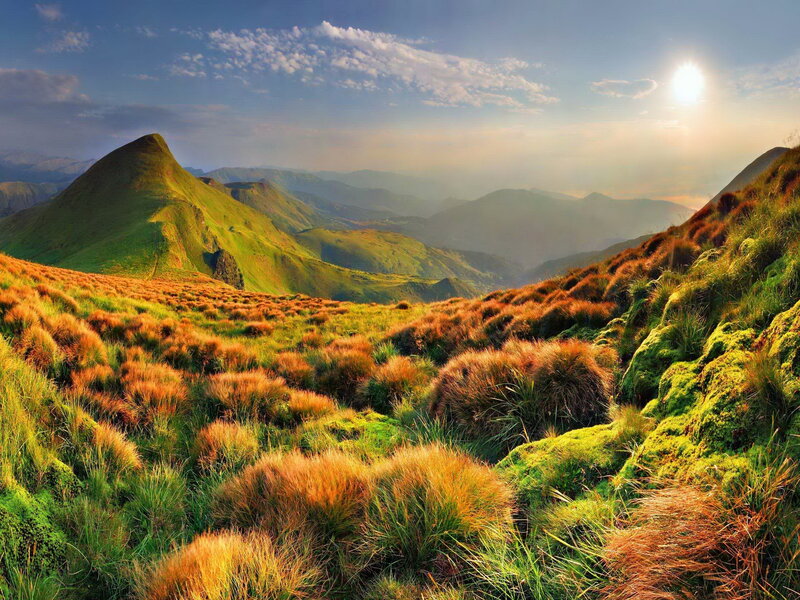 Green Mountain Landscape — Serene, Sunset