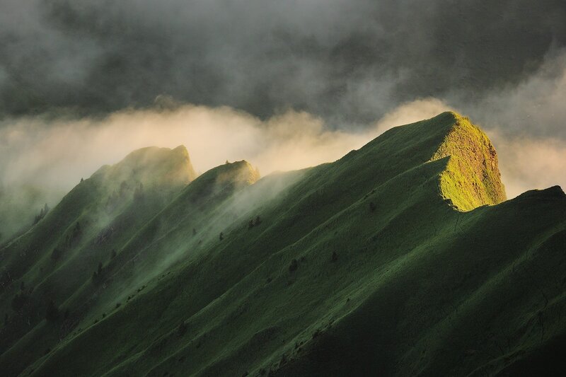 Green Mountain Peaks — Dramatic, Morning, Photograph