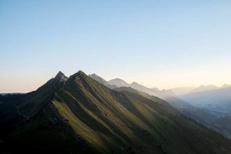 Green Mountain Peaks — Serene, Sunrise