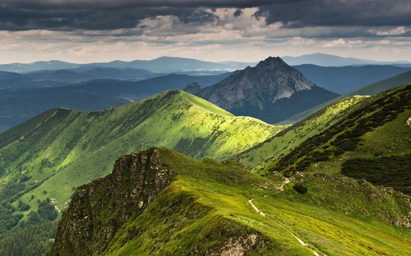 Green Mountain Range — Dramatic, Afternoon, Photograph, Path