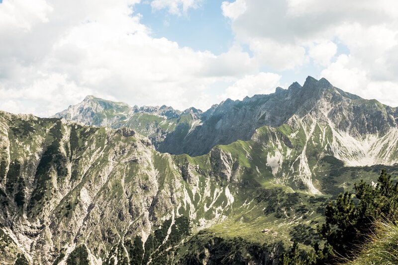 Green Mountain Range — Serene, Afternoon, Photograph, Clouds, Trees