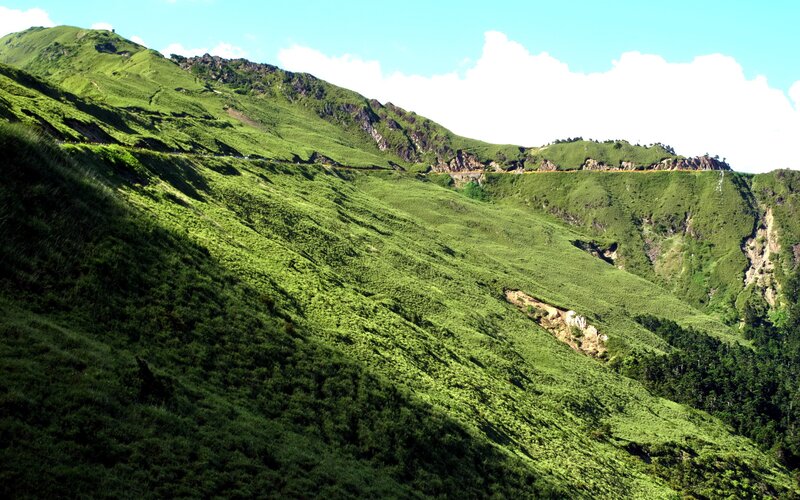 Green Mountain Slope — Serene, Afternoon, Photograph, Sky