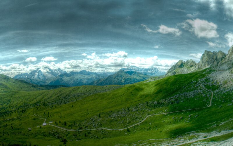 Green Mountain Valley — Dramatic, Afternoon, Photograph, Mountains, Clouds, Path