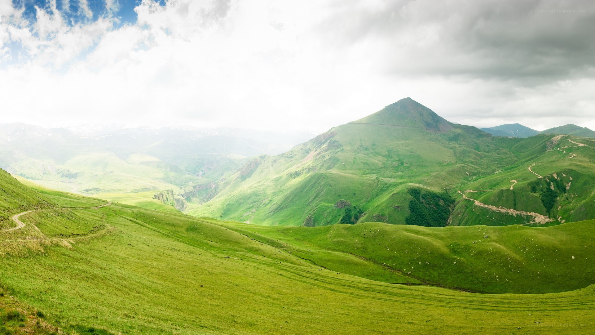 Green mountain valley landscape