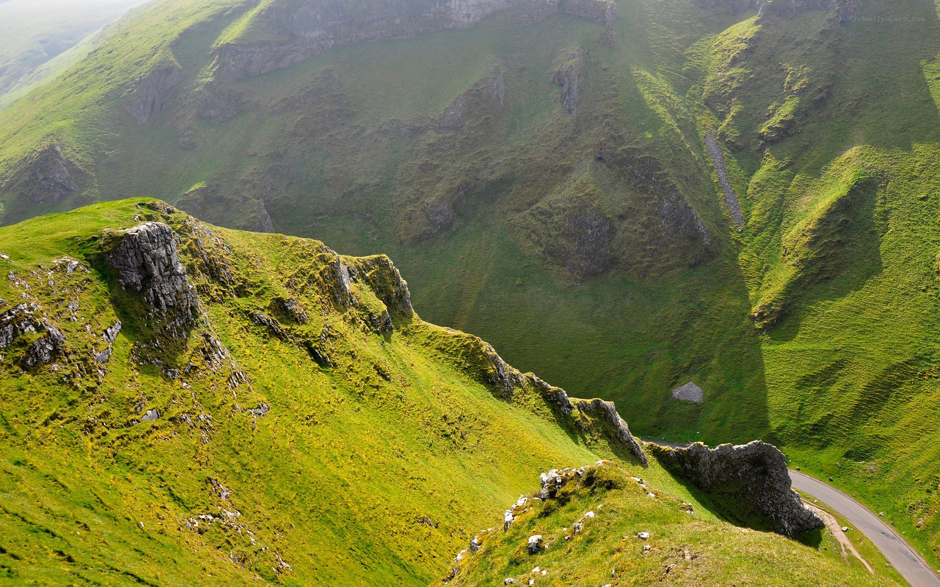 Green mountain valley landscape