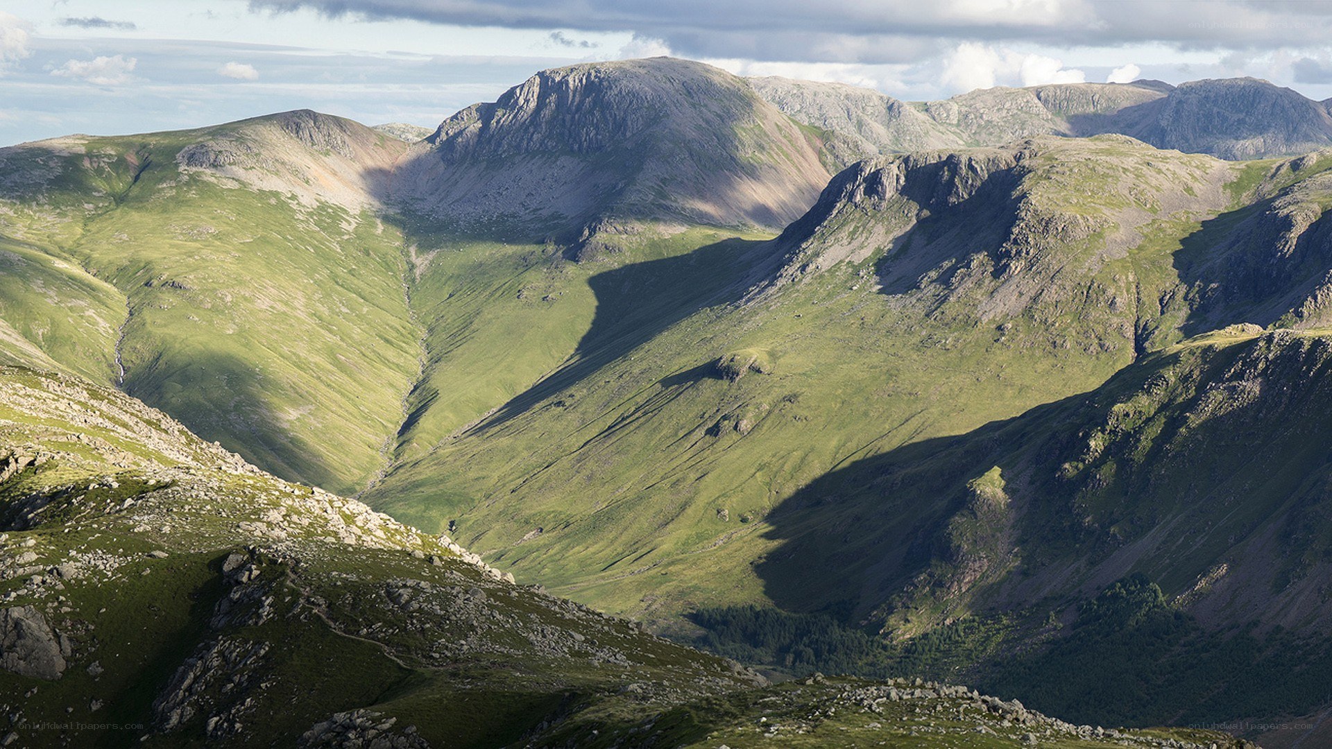 Green mountain valley landscape