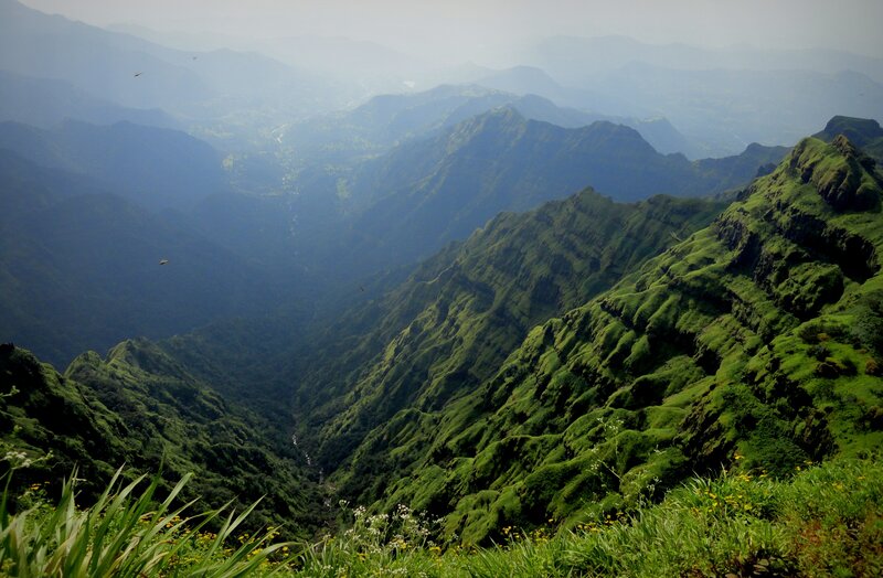 Green mountain valley landscape