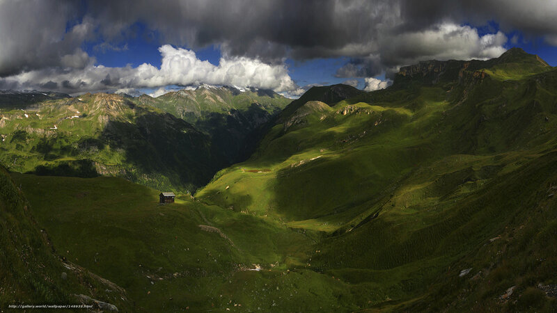 Green mountain valley landscape