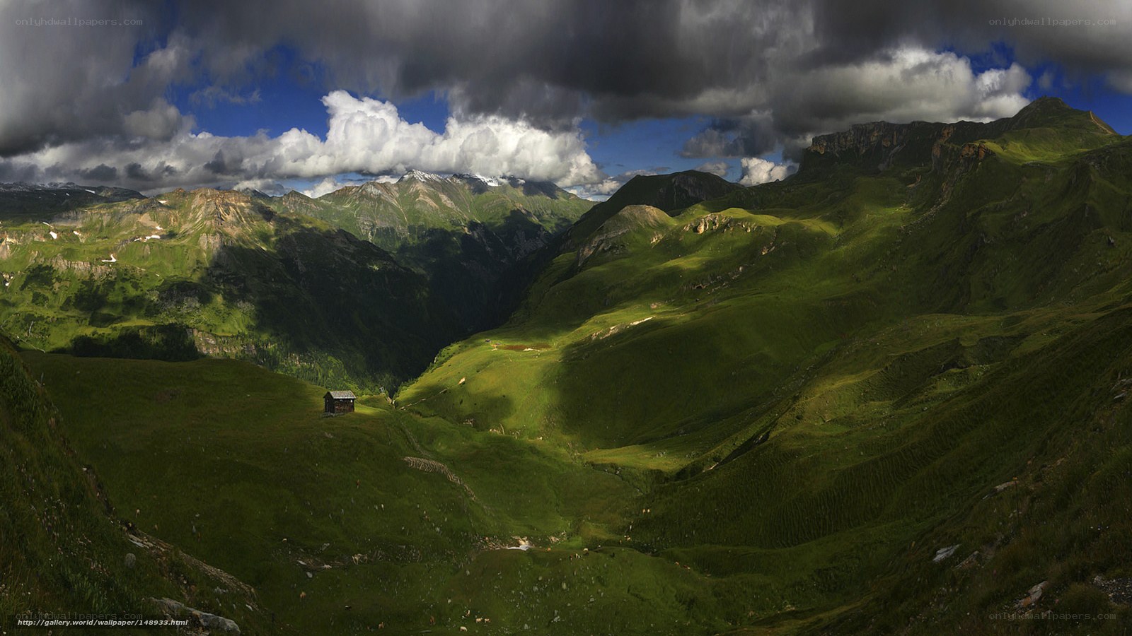 Green mountain valley landscape