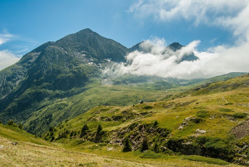 Green Mountain Valley — Serene, Afternoon, Photograph, Mountains, Clouds