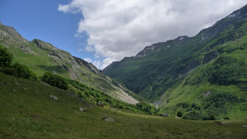 Green Mountain Valley — Serene, Afternoon, Photograph, Mountains, Grass, Clouds, Trees