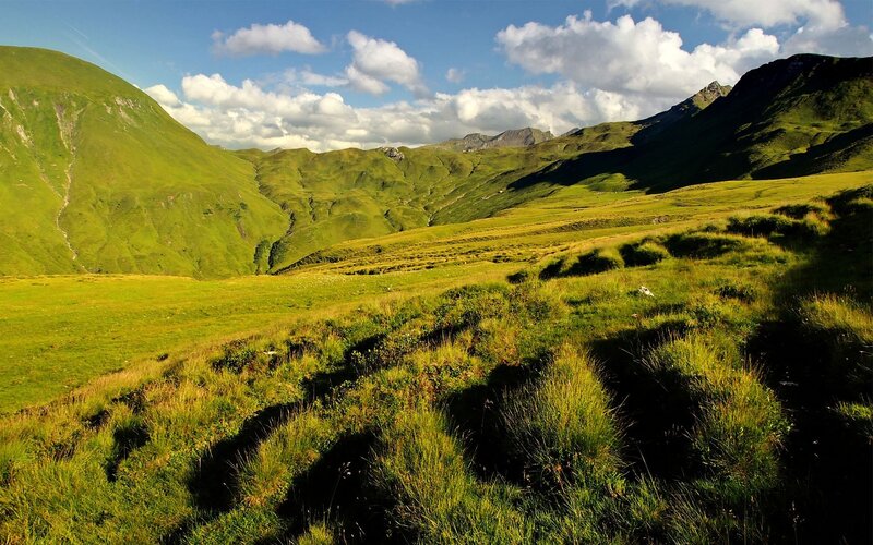 Green Mountain Valley — Serene, Afternoon, Photograph, Mountains, Grass