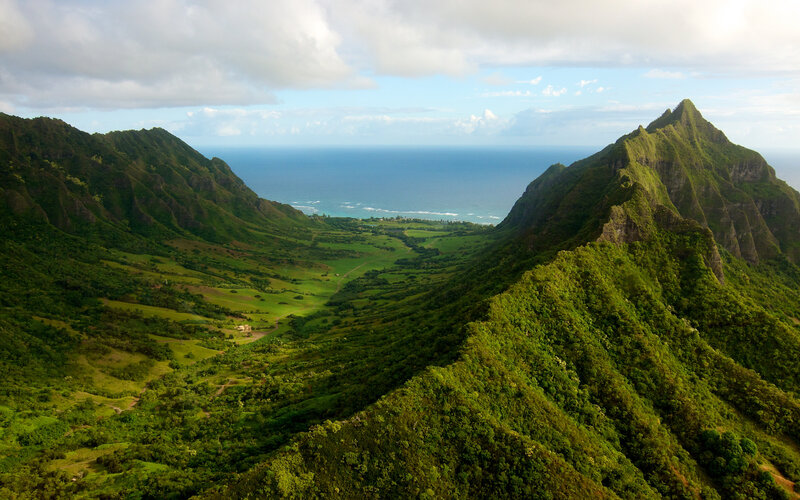 Green Mountain Valley — Serene, Afternoon, Photograph, Mountains, Ocean