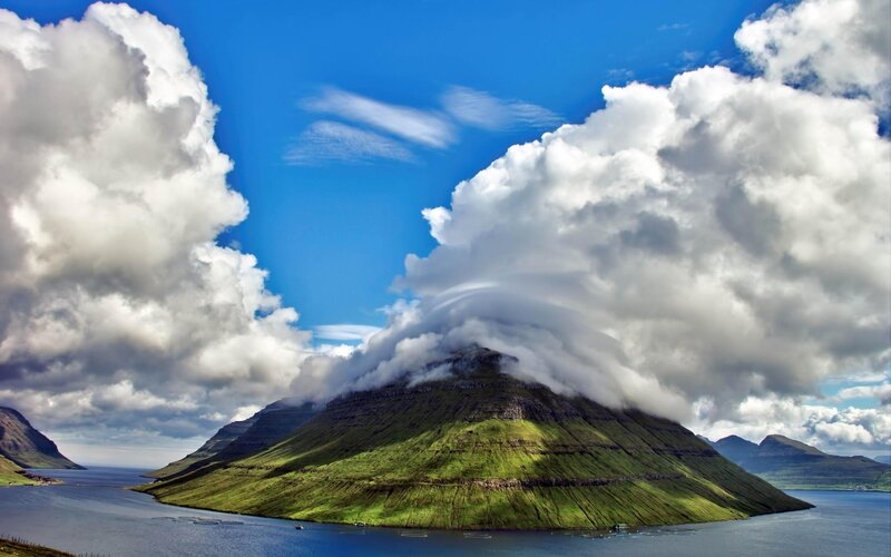 Green Mountain with Clouds