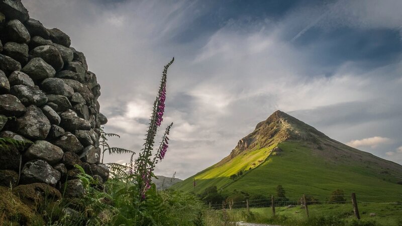 Green Mountain with Stone Wall