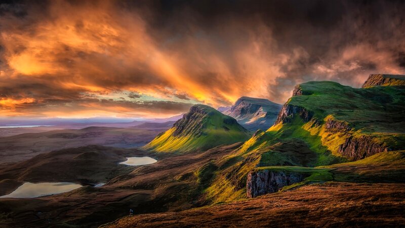 Green Mountains at Sunset — Orange